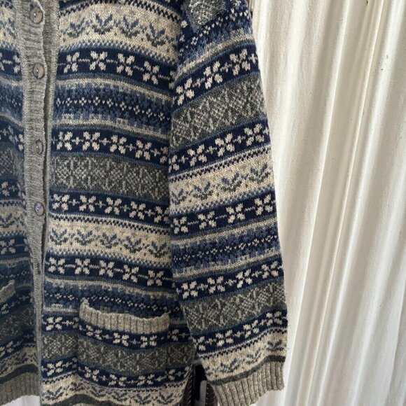 Icelandic Style Long Button Up Cardigan Sweater - Picture 4 of 8